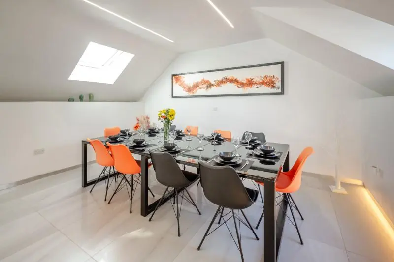 Dining table set for ten